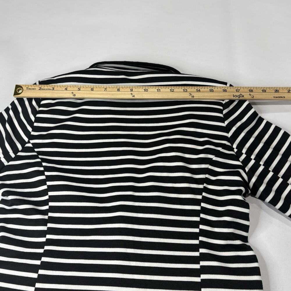 MONTEAU Size M Stripe Blazer Jacket Black White Hot Pink Lined Button Stretch - Picture 7 of 8